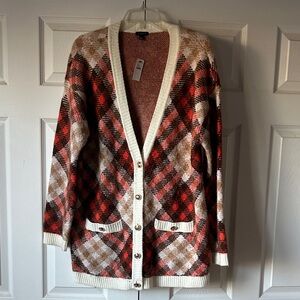 NWT Talbots Plaid Button-Up Women's Sweater